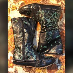 Vegan Leather Woodland Illustrated Boots